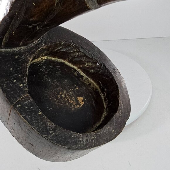 Hand-Carved Owl Figurine Wooden Ashtray Key Dish Catch All Bird Decor Folk Art - Picture 9 of 10